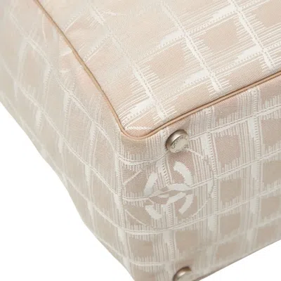 Pre-owned Chanel New Travel Line Beige Pink Nylon Leather Tote Bag ()
