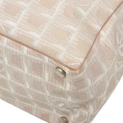 Pre-owned Chanel New Travel Line Beige Pink Nylon Leather Tote Bag ()