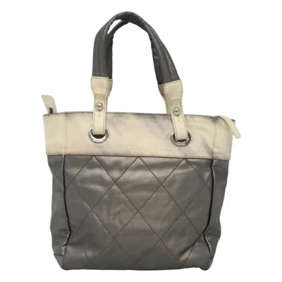 Pre-owned Chanel Paris Biarritz Grey Canvas Tote Bag () In Gray