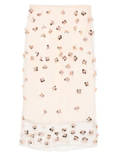 Forte Forte Flower-detail Midi Skirt In Pink