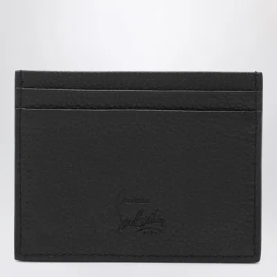 Christian Louboutin Black Kios Card Holder In Grained Leather With Studs By Loubinthesky In Black