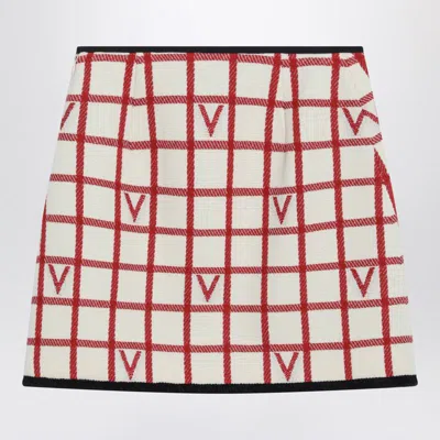 Valentino Midi Skirt With Button Accents And High Waist In Red