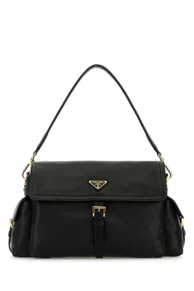 Prada Logo Shoulder Bag In Black
