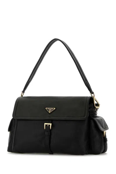 Prada Logo Shoulder Bag In Black