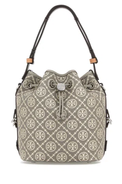 Tory Burch Grey T-monogram Small Bucket Bag In Gray