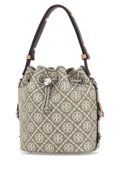 Tory Burch Grey T-monogram Small Bucket Bag In Gray