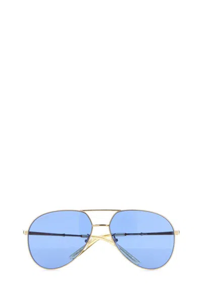 Gucci Golden Blue Aviator Sunglasses In Blue