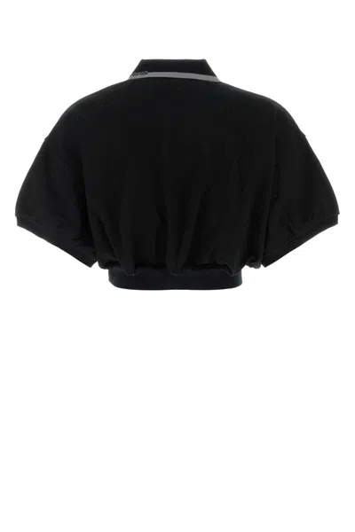 Alexander Wang T T By Alexander Wang Intarsia Collar Polo Shirt In Black