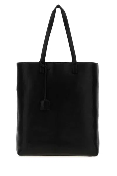 Saint Laurent Black Leather Bold Shopping Bag In Black