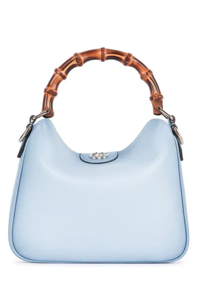Gucci Bamboo Handle Shoulder Bag And Hardware In Blue