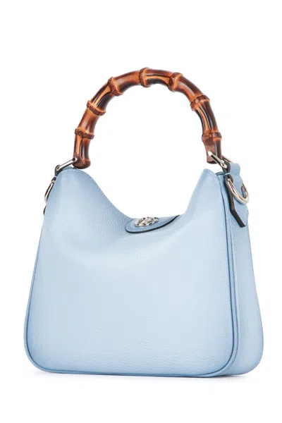 Gucci Bamboo Handle Shoulder Bag And Hardware In Blue