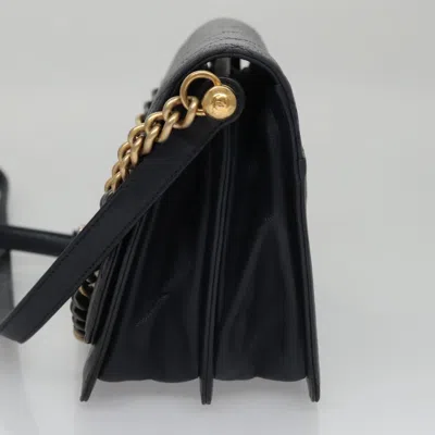 Pre-owned Chanel Quilted Navy Leather Shoulder Bag () In Blue