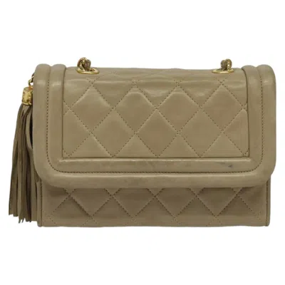Pre-owned Chanel Single Flap Beige Leather Shoulder Bag () In Sand