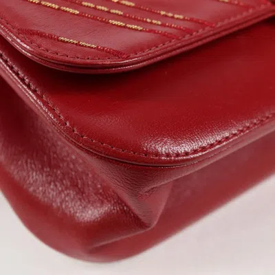 Pre-owned Chanel V-stich Red Leather Shoulder Bag ()