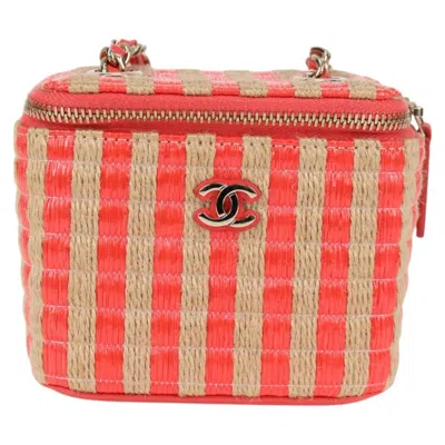 Pre-owned Chanel Vanity Beige Wicker Shoulder Bag () In Sand