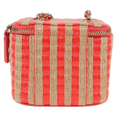 Pre-owned Chanel Vanity Beige Wicker Shoulder Bag () In Sand