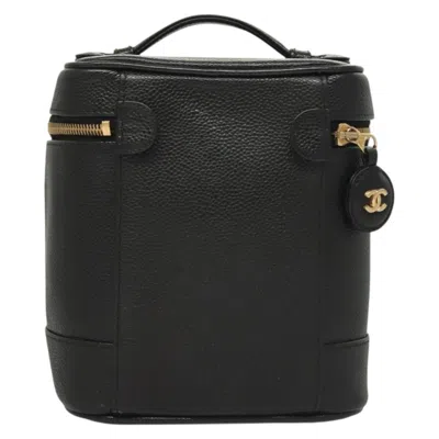 Pre-owned Chanel Vanity Black Leather Clutch Bag ()