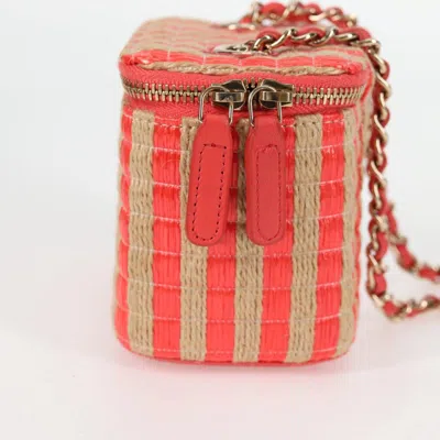 Pre-owned Chanel Vanity Beige Wicker Shoulder Bag () In Sand