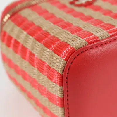 Pre-owned Chanel Vanity Beige Wicker Shoulder Bag () In Sand