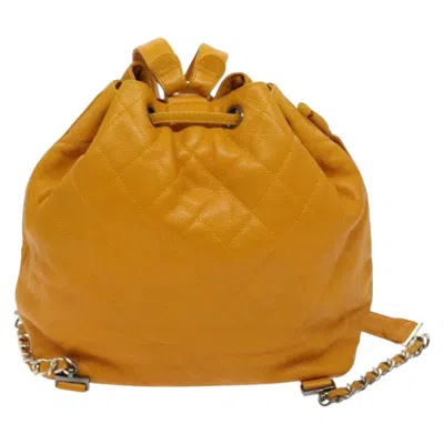 Pre-owned Chanel Yellow Leather Backpack Bag ()