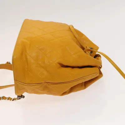 Pre-owned Chanel Yellow Leather Backpack Bag ()