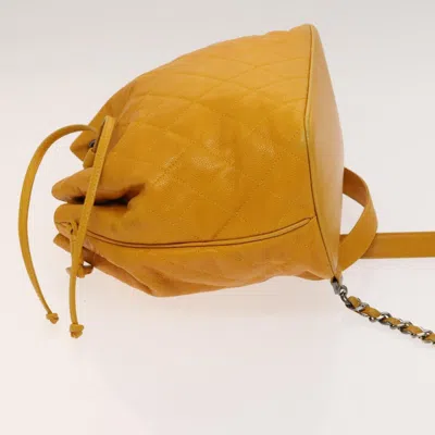 Pre-owned Chanel Yellow Leather Backpack Bag ()