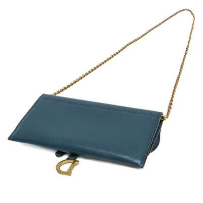 Pre-owned Dior Saddle Blue Leather Wallet  ()