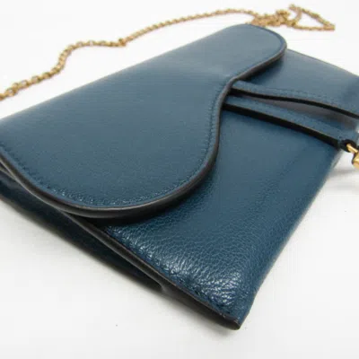 Pre-owned Dior Saddle Blue Leather Wallet  ()