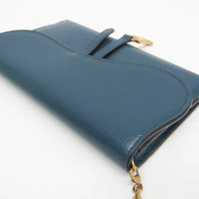 Pre-owned Dior Saddle Blue Leather Wallet  ()