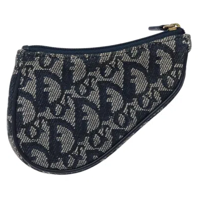 Pre-owned Dior Saddle Navy Canvas Wallet  () In Blue