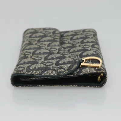 Pre-owned Dior Saddle Navy Canvas Wallet  () In Blue