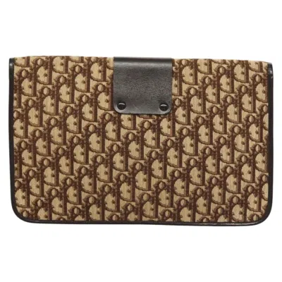 Pre-owned Dior Trotter Brown Canvas Clutch Bag ()
