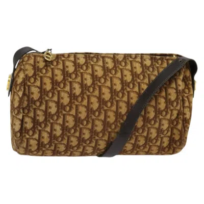 Pre-owned Dior Trotter Brown,gold Canvas Shoulder Bag () In Multi