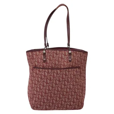 Pre-owned Dior Trotter Burgundy Canvas Tote Bag ()
