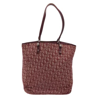 Pre-owned Dior Trotter Burgundy Canvas Tote Bag ()