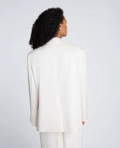 Kenneth Cole Washed Satin Double-breasted Boyfriend Jacket In White