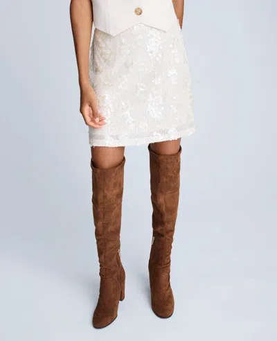 Kenneth Cole Sequin Pull On Mini Skirt In White