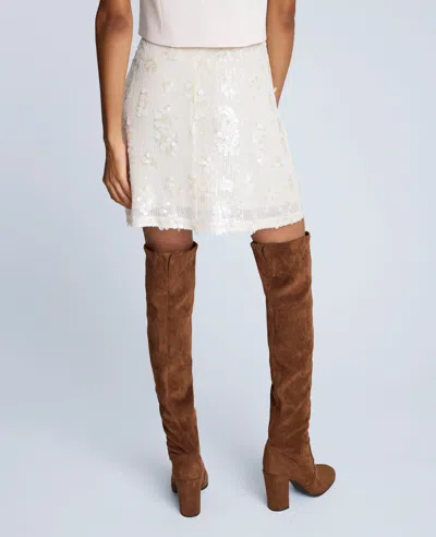 Kenneth Cole Sequin Pull On Mini Skirt In White