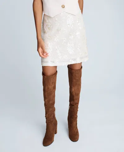 Kenneth Cole Sequin Pull On Mini Skirt In White