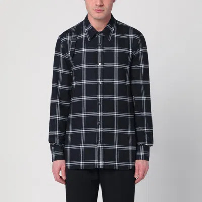 Alexander Mcqueen Mcqueen Harness Plaid Cotton Flannel Button-up Shirt In Blue