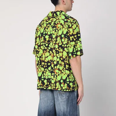 Martine Rose Green Bowling Shirt With Abstract Pattern In Green