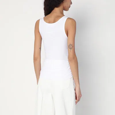 Moschino Tank Top In Cotton With Laces In White