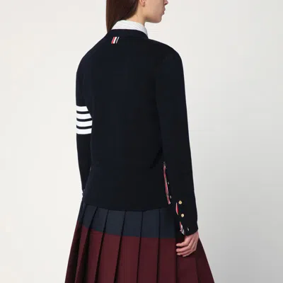 Thom Browne Navy Blue Wool Cardigan In Blue