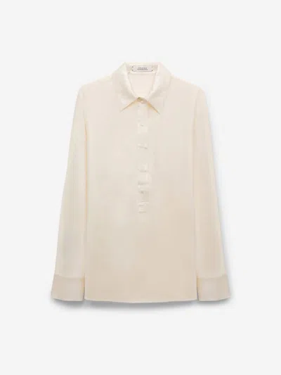 Dorothee Schumacher Popover Blouse In Silk Satin In White