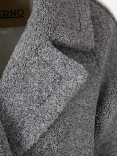 Herno Long Teddy Coat In Gray
