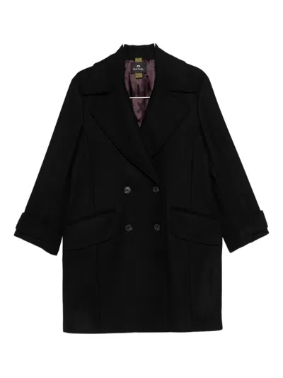 Paul Smith Double-breasted Coat Featuring Flap Pockets In Black