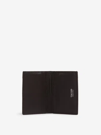 Tom Ford Foldable Leather Cardholder In Brown