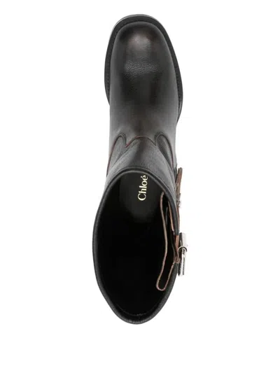 Chloé Dakota Brushed Leather Ankle Boots Shoes In Black