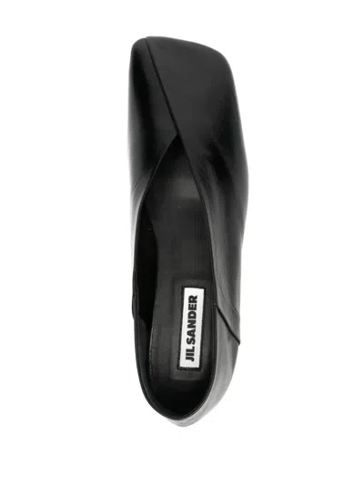 Jil Sander Women Leather Ballet Flats In Black