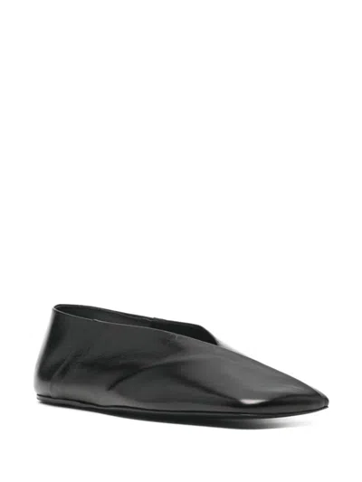 Jil Sander Women Leather Ballet Flats In Black